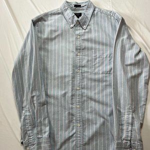 J. Crew Men's Slim Fit Striped Blue Oxford Button-Up Size L